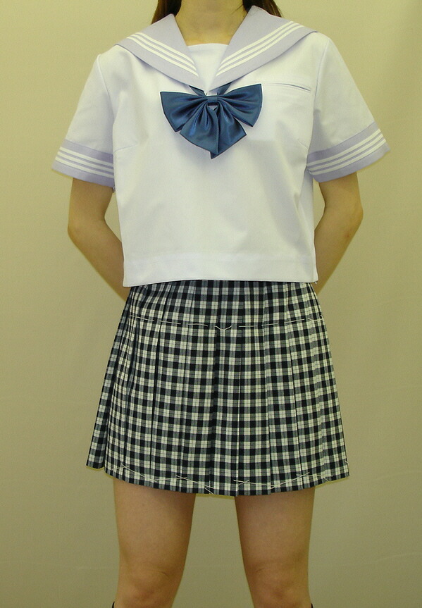 SH58白衿白3本線パープル生地夏半袖セーラー服｜セーラー服ネット通販Ｔｅｅｎｓ