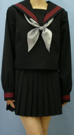 楽天市場】Teen-WK02黒色セーラー服Bigサイズ赤3本線高校生 学生 中学