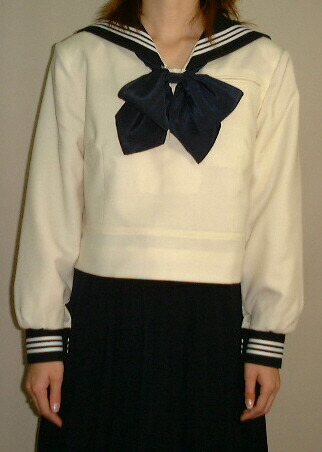セーラー服 【白襟】新品リボン スカート【裏地有】 上下4点セット M 冬物 紺 セーラー服【白襟】 スカート スカーフ 上下4点セット 大きい