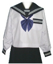 SN01Big衿・折り返し・胸当・P紺色白2幹線夏長袖セーラー服 Big大いさ