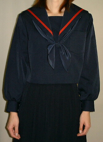 Teen-W20Big 紺セーラー服衿アカ１本ライン Bigサイズ 高校生 学生 中学 女子高生 進学 学校スクール ネイビー 紺 無地｜セーラー服ネット通販Ｔｅｅｎｓ