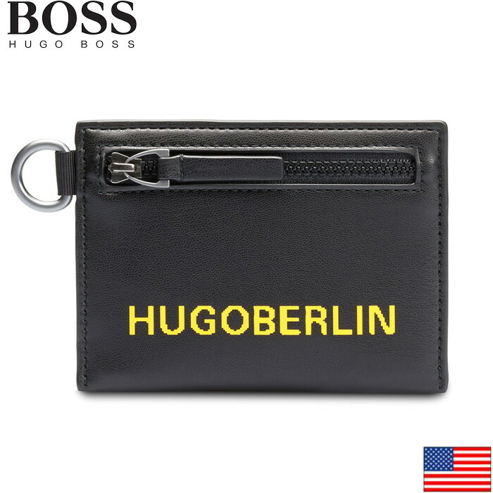超美品 ヒューゴボス HUGO BOSS 財布 レザー HUGO BOSS (ヒューゴボス) レザー モノグラム柄 メタルロゴ 二つ折り