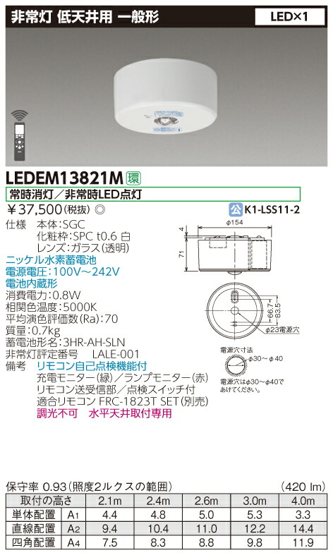 10台セット LEDEM13821M 低天井用直付ＬＥＤ非常灯専用形 ＬＥＤ非常用照明器具 専用 激安格安割引情報満載