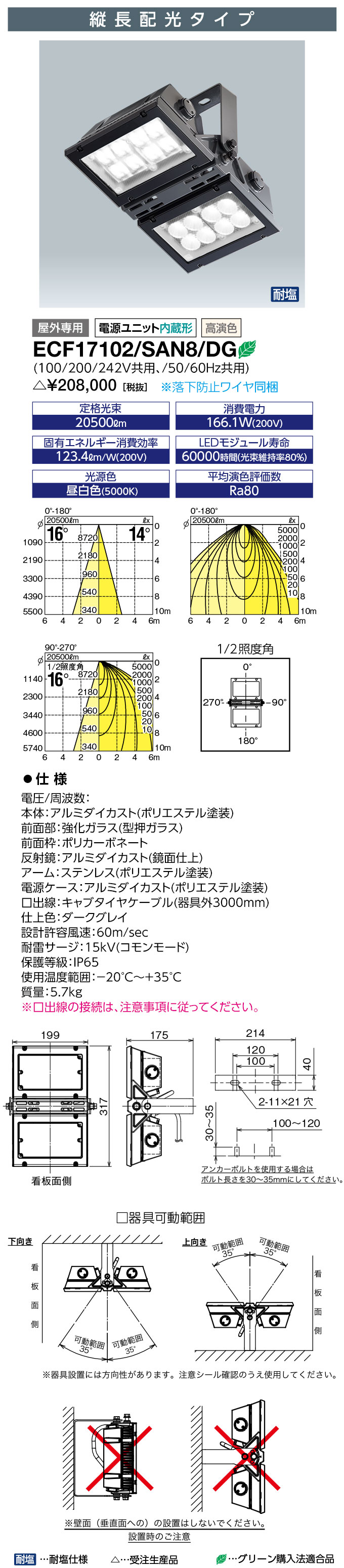 岩崎 ECF17102/SAN8/DG 投光器 LEDioc　FLOOD URBANVIEW (ECF17102SAN8DG)