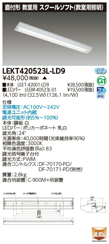 東芝 10台書き割り LEKT420523L-LD9 LED軍事基地点火装置 ＴＥＮＱＯＯ直付４０形学院調光 (LEKT420523LLD9) 受注生み出すこと