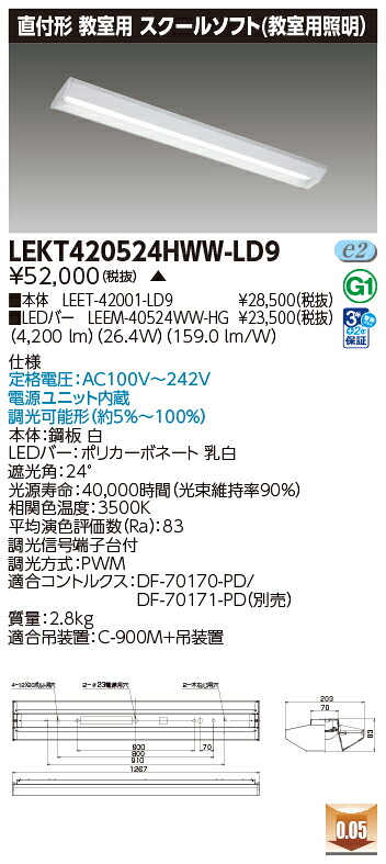 東芝 10台書き割り LEKT420524HWW-LD9 LED軍事基地点火装置 ＴＥＮＱＯＯ直付４０形学院調光 (LEKT420524HWWLD9) 受注生み出すこと