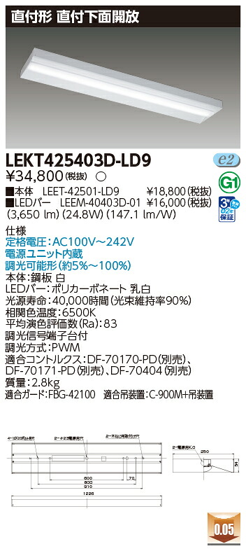東芝 10台仕掛ける LEKT425403D-LD9 LED軍事基地点火装置 ＴＥＮＱＯＯ直付４０形箱形 (LEKT425403DLD9)