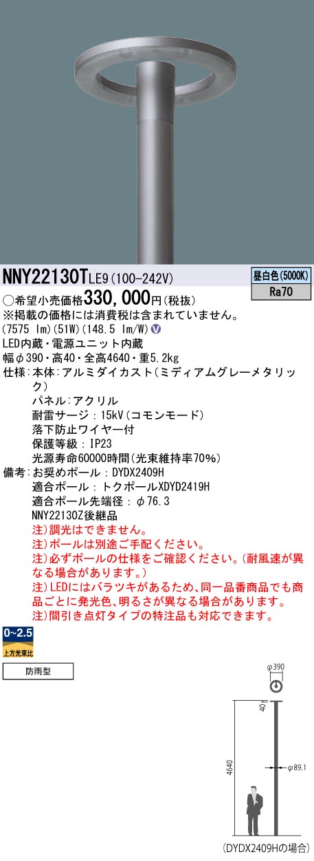 パナソニック NNY22130TLE9 ＬＥＤ表どおり灯灯具昼白いこと全周配光