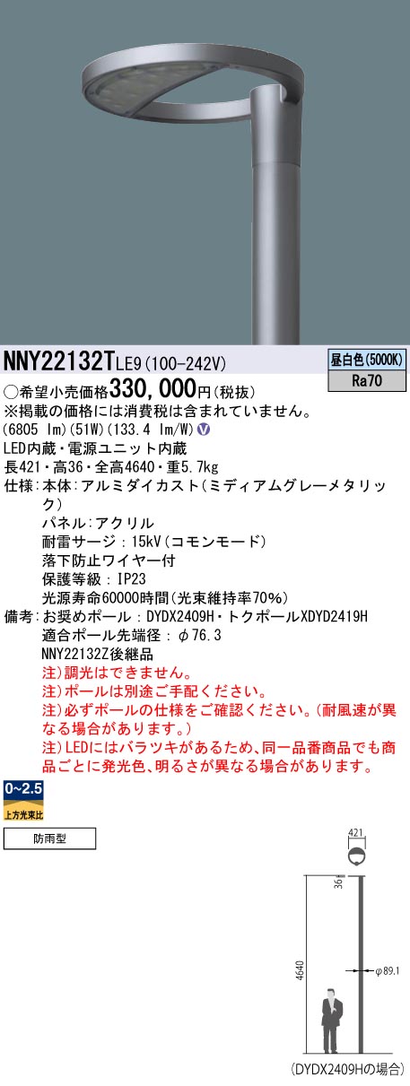 パナソニック NNY22132TLE9 ＬＥＤ表どおり灯灯具昼白いこと広広とした配光