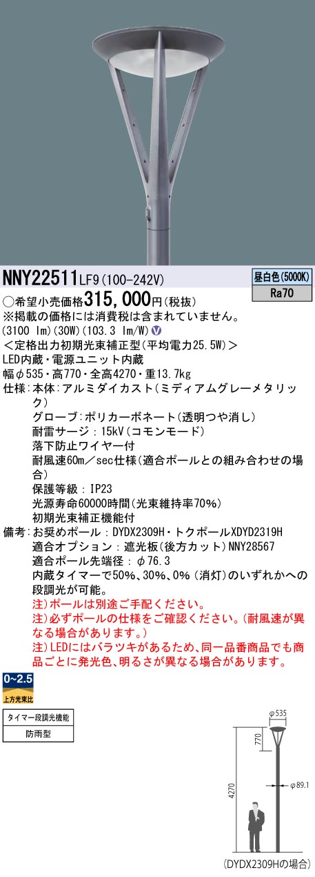 パナソニック NNY22511LF9 ＬＥＤ表どおり灯全周配光２００形昼白いこと