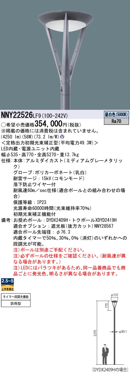 パナソニック NNY22526LF9 ＬＥＤ表どおり灯全周配光５００形昼白いこと