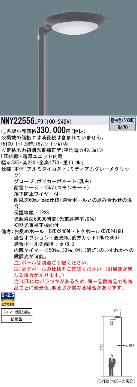 パナソニック NNY22556LF9 ＬＥＤ表どおり灯全周配光５００形昼白いこと