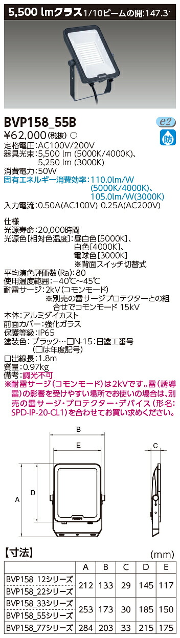 東芝ライテック  BVP158_55B  (BVP15855B） ＬＥＤ小っちゃい投光照明器明かり色３色積み上げる印字機  ＬＥＤ投光照明器