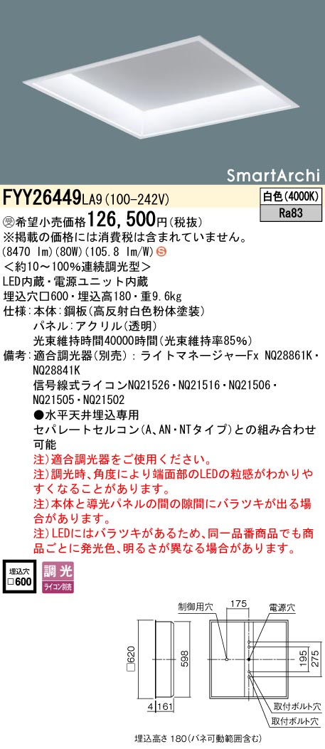 楽天市場】パナソニック ベースライト埋込用 埋込下面開放 【2