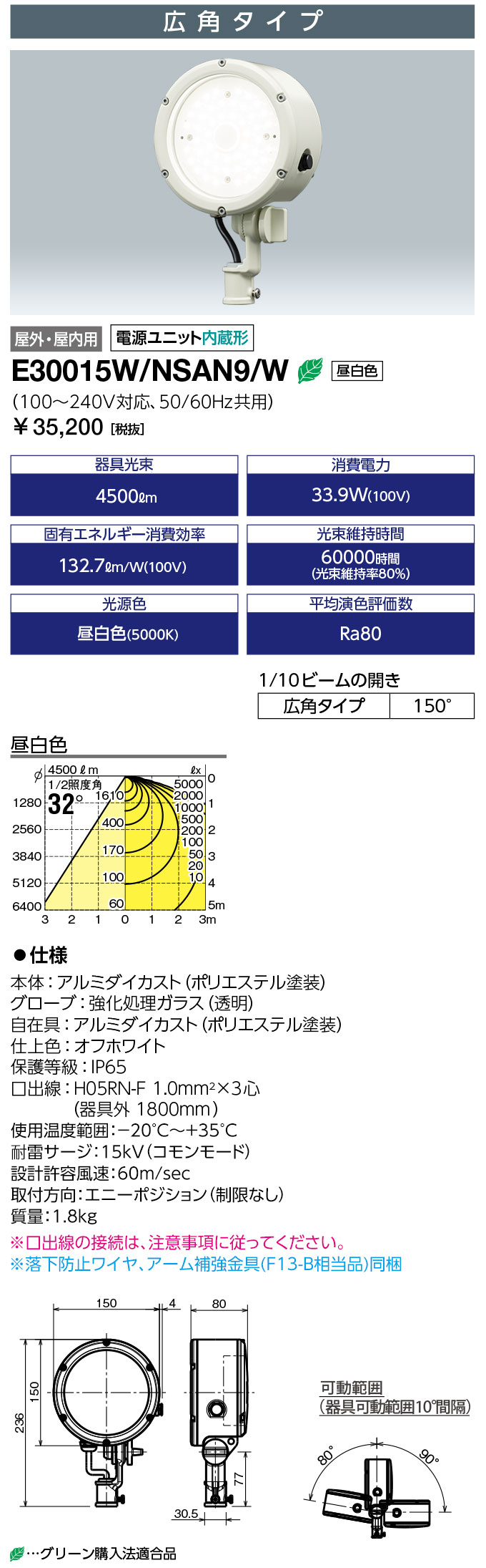 楽天市場】ポイント2倍 岩崎電気 SS45452 アイ作業灯 屋外投光用