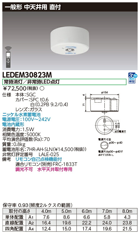 LEDEM30823M (LEDEM30823M) 中上昇限度用直付ＬＥＤ人並み外れた灯専用形 ＬＥＤ非常用点火装置物の具 (専用)