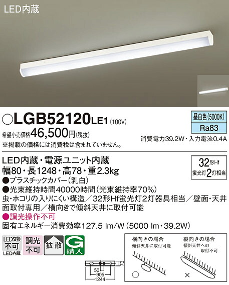 パナソニック LGB52120LE1 ＬＥＤ軍事基地ともし火直管３２形×２昼白いこと