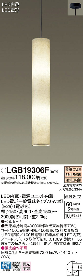 パナソニック LGB19306F ＬＥＤ白熱電球７．０ＷＸ２シャンデリヤ白熱電球色