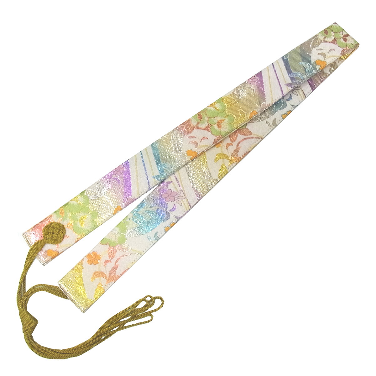 楽天市場 日本遺産認定記念特別織 輪袈裟 かわいいお遍路グッズ 日本遺産認定記念版の納経帳と同じ金襴布地を使用 オフホワイト色 お遍路さんの巡礼 巡拝 参拝のお供に お遍路グッズ お遍路用品 伊予鉄てくてくおへんろさん