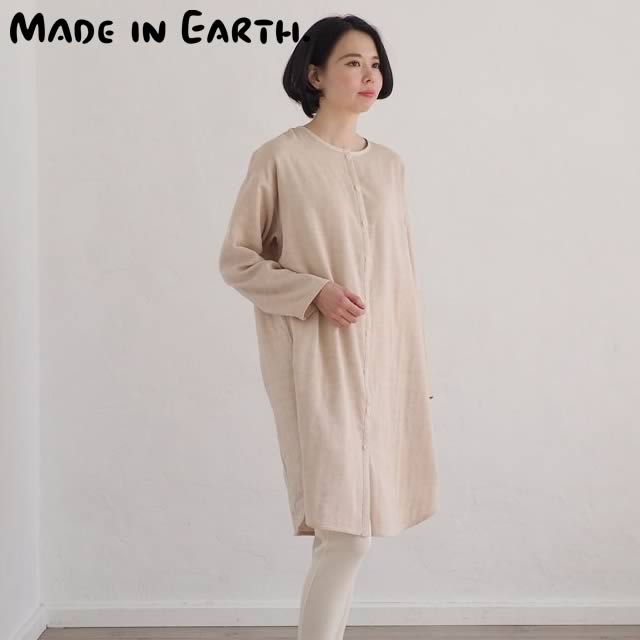 楽天市場 ダブルガーゼのワンピースパジャマ 茶 メイド イン アース 冷えとりとやさしい暮らしてくてく