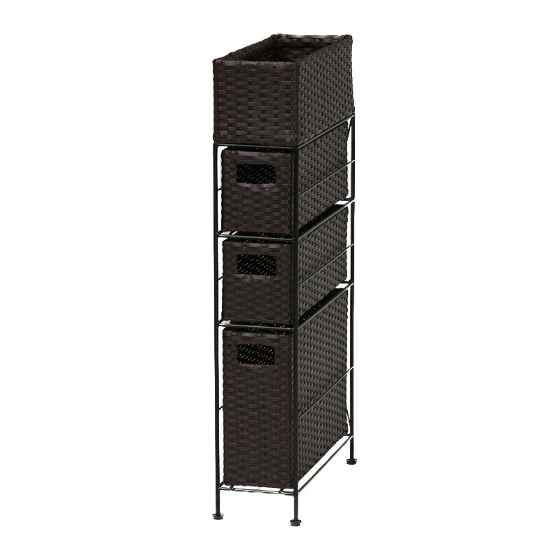 【入荷未定】ランドリーラック RAN-2405DBR 収納ボックス スリム コーナー アジャスター付き 通気性 幅15.5×奥行40.5×高さ80cm ブラウン 萩原株式会社