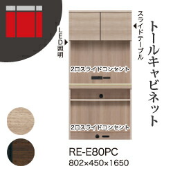 【関東開梱設置無料】綾野製作所 ユニット式収納棚 アリシア RE/RK ALICIA / トールキャビネット 板扉 開き戸 オープンスペース パソコンデスク / RE-E80PC RK-M80PC【代引き不可】