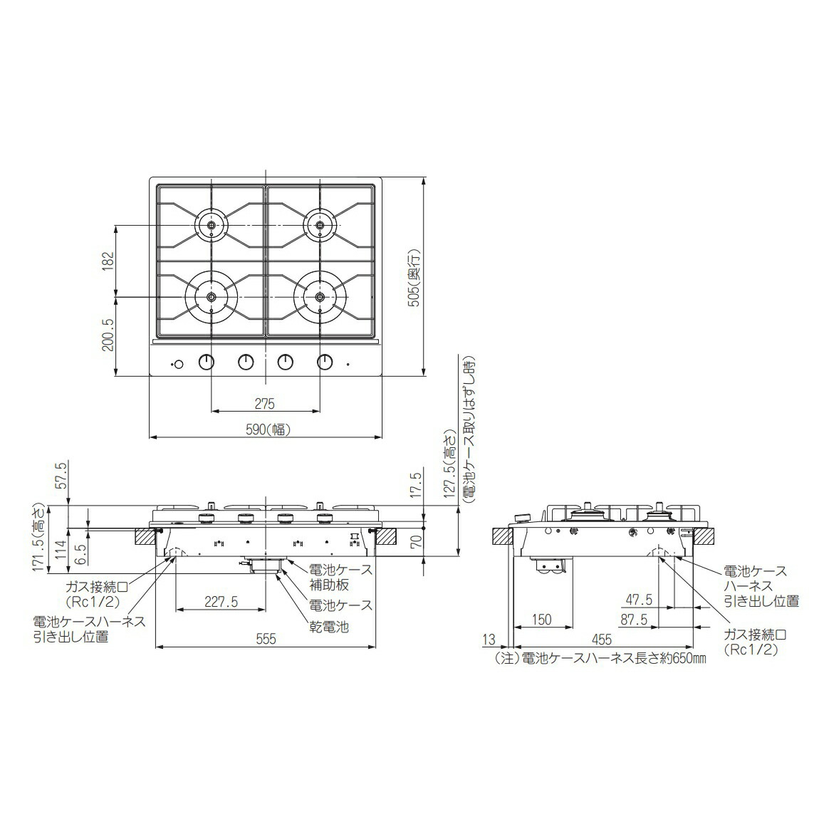 納期お問合せ下さい Aeg 4口ガスクッキングヒーター 都市ガス仕様 Hgx Cg ドロップイン Butlerchimneys Com