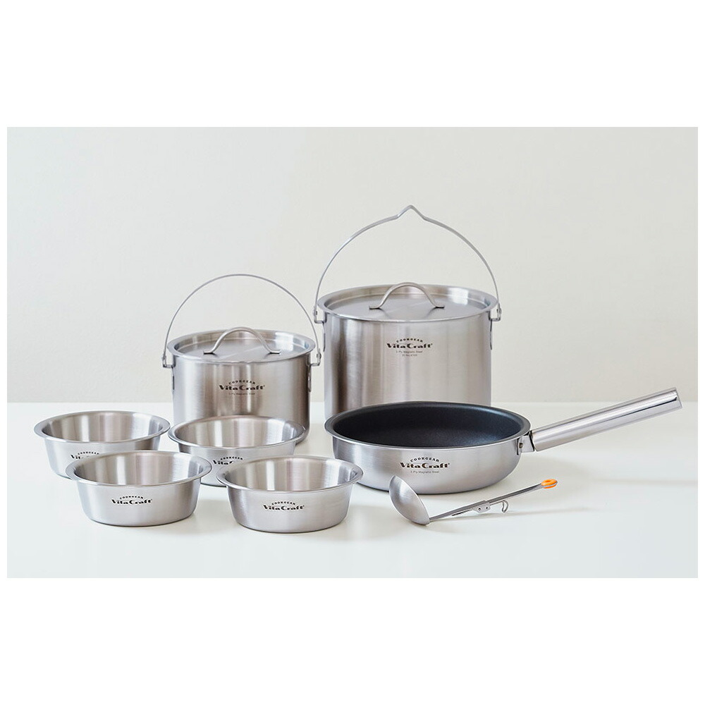 ビタクラフト クックギア ランドクッカーセット No.4100 Vita Craft COOKGEAR アウトドア 鍋 コーティングフライパン 専用ケース付き ステンレス＋アルミの全面3層構造｜テルショップ・ジャパン店