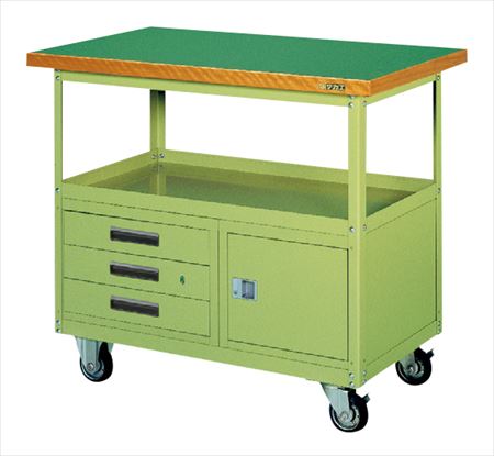 【個人宅配送不可】サカエ SAKAE / 移動作業車（下段３段引出し・ロッカー付）　ＳＫＲ－３００【代金引換・配送時間指定不可】【サカエの大型商品は車上渡しです】 79,982円