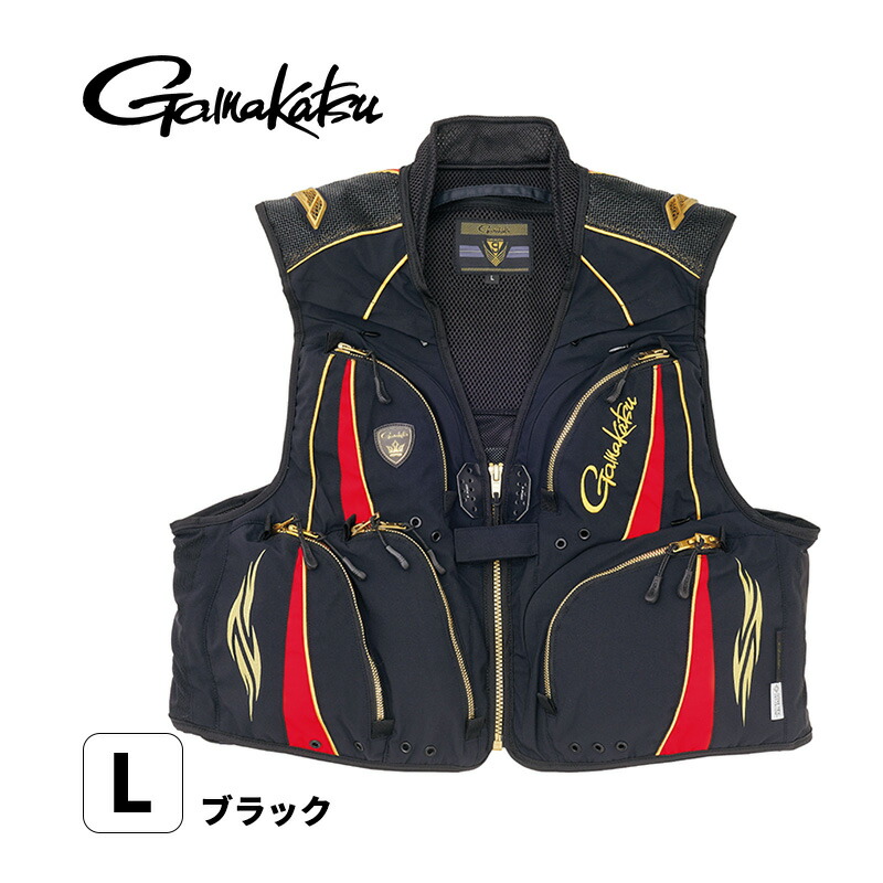 [4/20限定 最大100%ポイントバック] ゴアテックスインフィニアムTM ウインドストッパーハーフメッシュベスト GM2323 ブラック L GAMAKATSU がまかつ GM2323BL