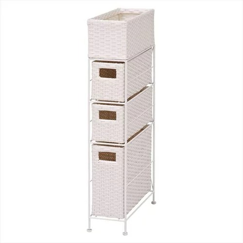 【入荷未定】ランドリーラック RAN-2405WH 収納ボックス スリム コーナー アジャスター付き 通気性 幅15.5&times;奥行40.5&times;高さ80cm ホワイト 萩原株式会社【代引き・時間指定不可】｜日本テレフォンショッピング