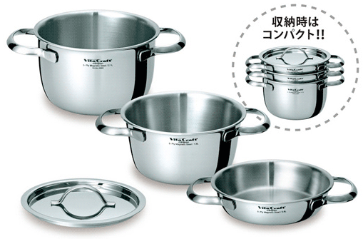 楽天市場】ビタクラフト ミニパンセット ( 両手鍋 0.8L / 1.5L / 2.1L