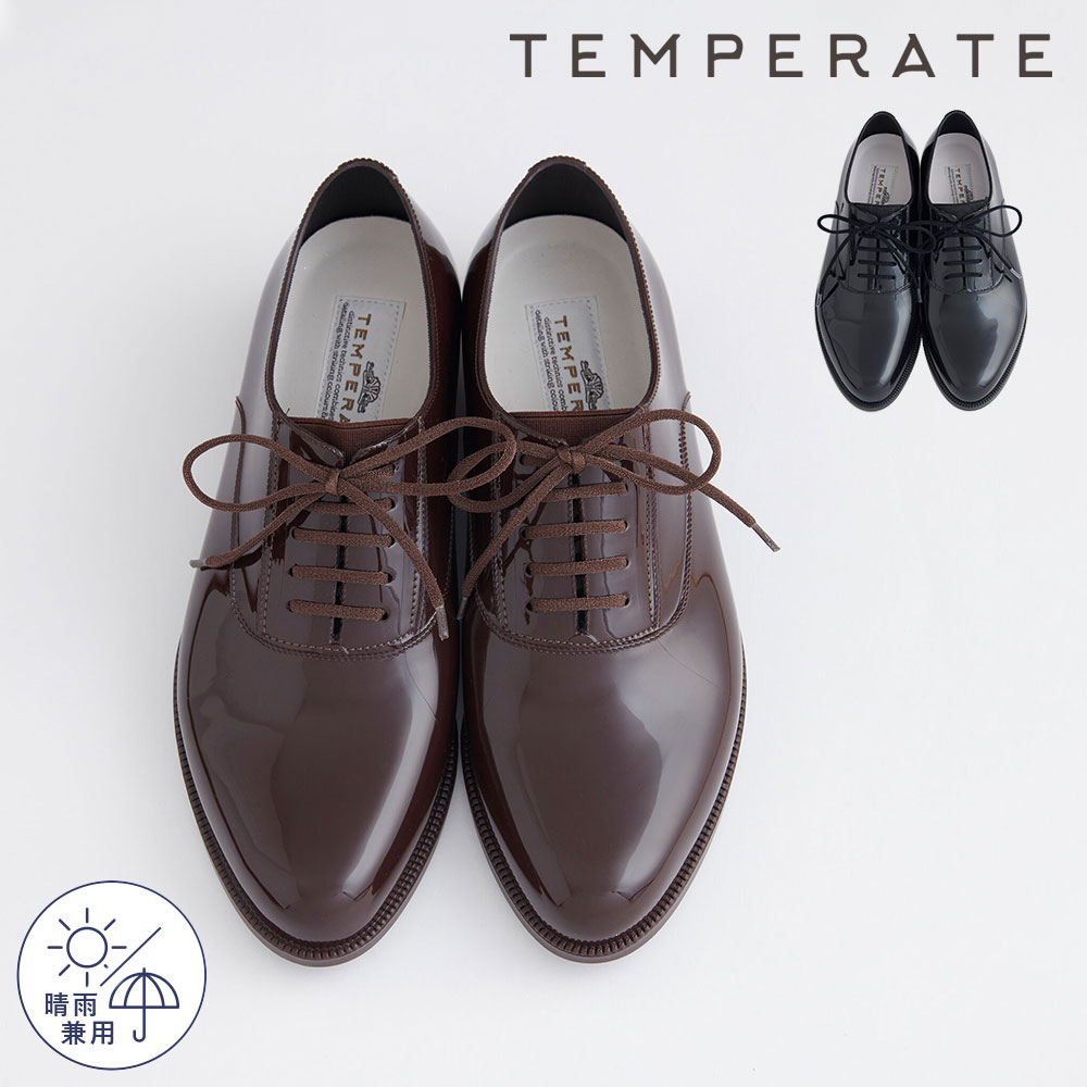 TEMPERATE 39(24センチ) TEMPERATE ZIVA 39 エナメル オックスフォード レインシューズ