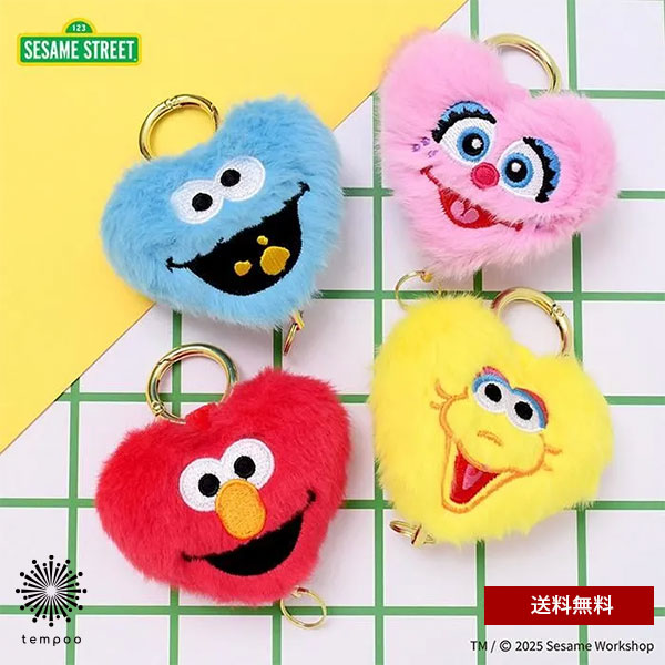 楽天市場】【セサミストリート】ふわふわ ハート型 マスコット 刺繍
