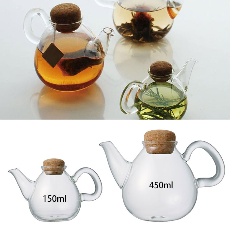 KINTO PLUMP ポット 450ml [25728] キントー プランプ 耐熱ガラス コルク 蓋 耐熱温度差120℃ アイス ホット 電子レンジ 食器洗浄機 可愛い お洒落 ティーバッグ ミルク フレーバーオイル ギフト プレゼント tempoo