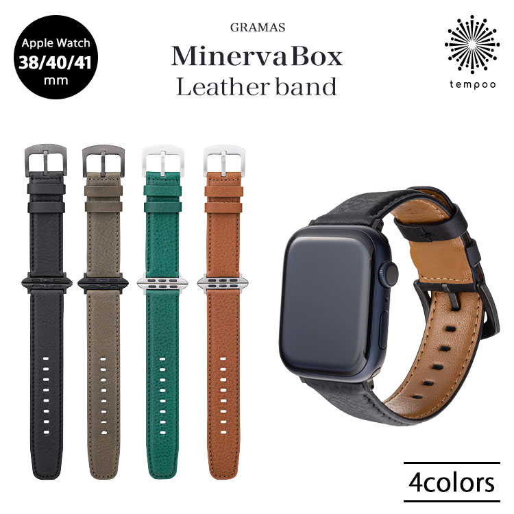 Free Shipping GRAMAS Minerva Box Leather Band Apple Watch 41/40/38mm Apple Watch Band Strap Stainless Steel Buckle Genuine Leather Sweatproof Stylish High Quality Elegant Adult Simple Brand Men Women Men Women Glamour