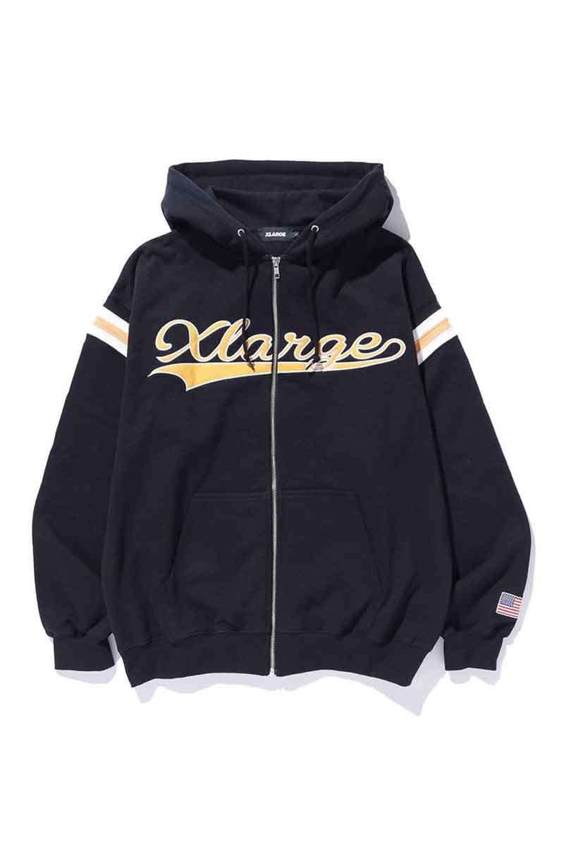 セール商品 30%OFF 送料無料 トップス XLARGE エクストララージ LINE ZIP UP HOODED SWEATSHIRT / ブラック 返品交換不可