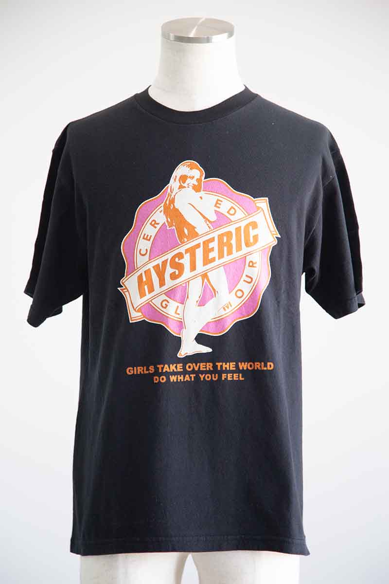 送料無料 トップス HYSTERIC GLAMOUR ヒステリックグラマー GIRLS TAKE OVER Tシャツ / ブラック 返品交換不可