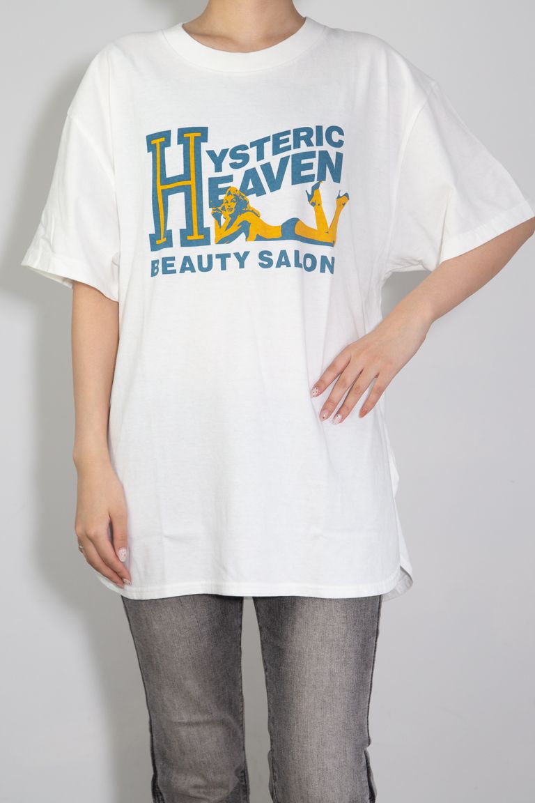 送料無料 トップス HYSTERIC GLAMOUR ヒステリックグラマー H BEAUTY SALON オーバーサイズTシャツ / ホワイト 返品交換不可 - 商品メイン画像
