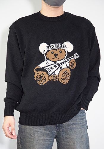 送料無料 トップス HYSTERIC GLAMOUR HYSTERIC TEDDY FLYING Vジャカード セーター / ブラック 返品交換不可｜Valuation share