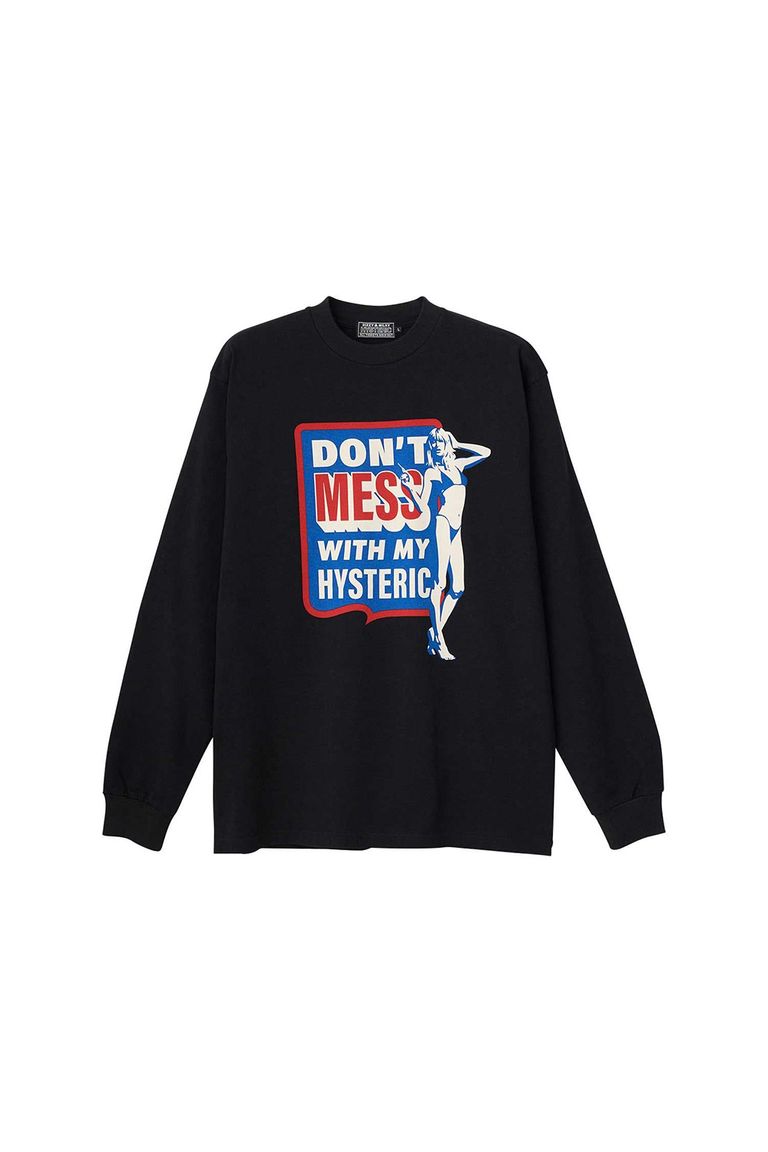 送料無料 トップス HYSTERIC GLAMOUR ヒステリックグラマーDON’T MESS Tシャツ / ブラック　返品交換不可