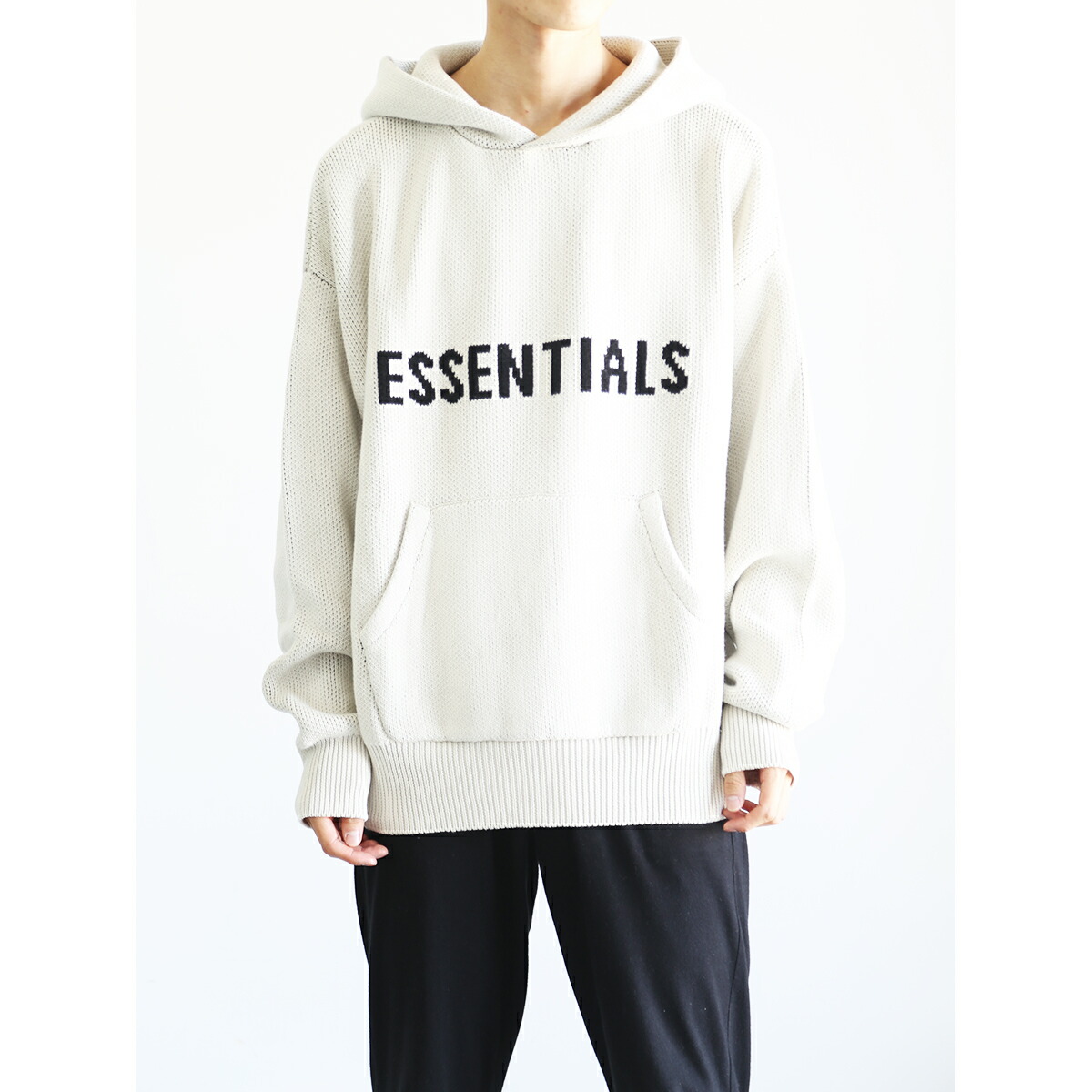 割引き販売商いもの 30%OFF  貨物輸送無料 トップス FEAR OF GOD FOG ESSENTIALS フィアオブゴッド エッセンシャルズ FRONT LOGO KNIT HOODIE / オートミール 返品取り替えっこ不可 トップス-メンズファッション