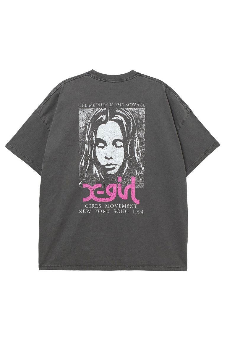 貨物輸送無料トップス X-girl エックス御姉さん［挙げ句の果て1点 大きさS］FADED FACE S/S BIG TEE DRESS /黒いこと 返品取り替えっこ不可