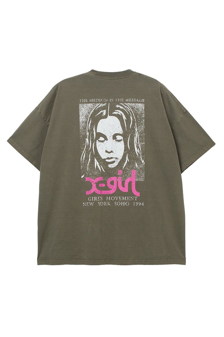 送料無料トップス X-girl エックスガール［ラスト1点 サイズS］FADED FACE S/S BIG TEE DRESS / オリーブ 返品交換不可 5,940円