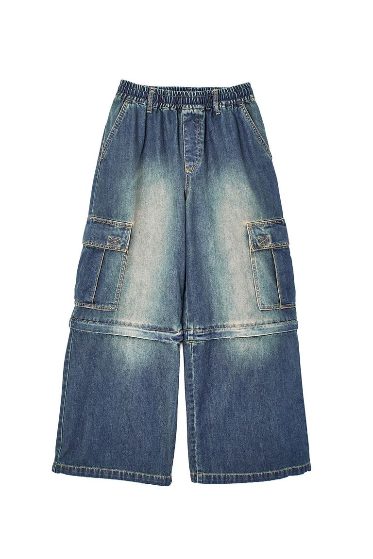 貨物輸送無料トップス X-girl エックス御姉さん FADED 2WAY WIDE LEG DENIM CARGO PANTS / インディゴ