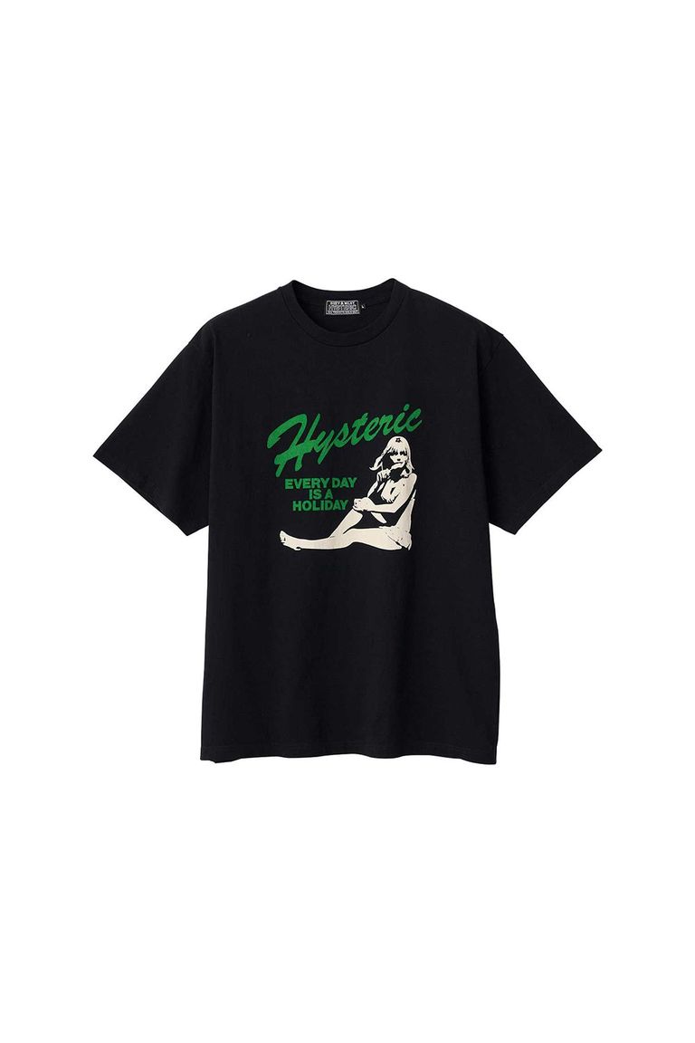 貨物輸送無料 トップス HYSTERIC GLAMOUR ヒステリックグラマー EVERY DAY HOLIDAY ティーシャツ /  黒いこと 返品取り替えっこ不可 トップス-メンズファッション