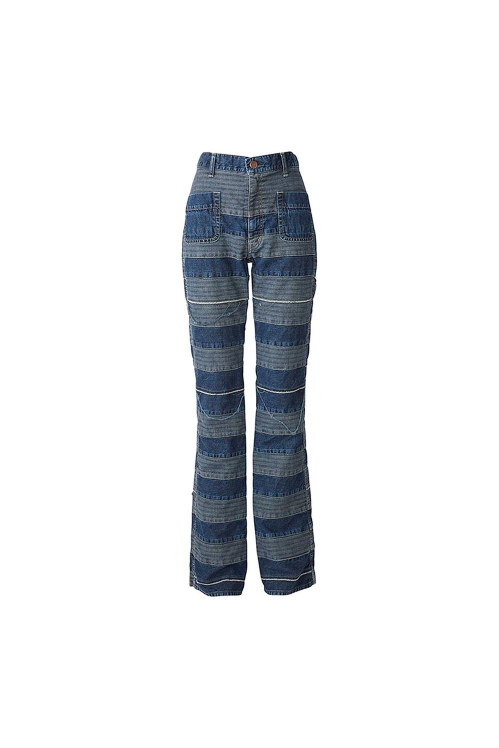 貨物輸送無料 トップス HYSTERIC GLAMOUR ヒステリックグラマー スクラッチフレアデニムパンツ / ライトインディゴ