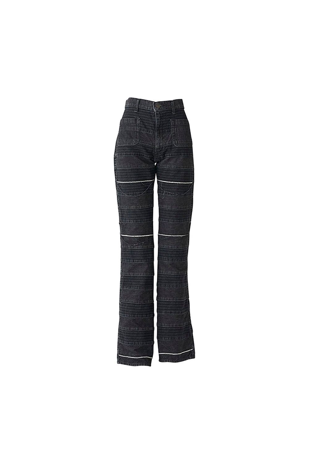 貨物輸送無料 トップス HYSTERIC GLAMOUR ヒステリックグラマー スクラッチフレアデニムパンツ / 黒いこと