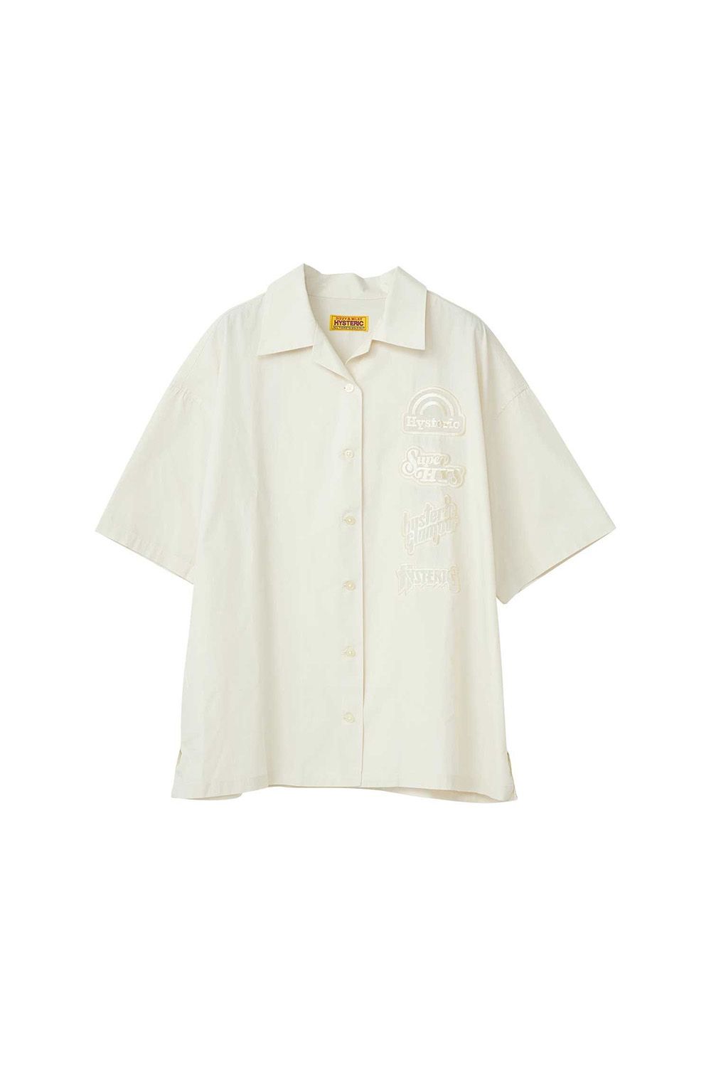 貨物輸送無料 トップス HYSTERIC GLAMOUR ヒステリックグラマー GUITAR GIRL刺しゅう オーバーサイズシャツ / 白いこと