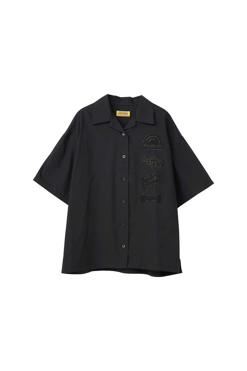 貨物輸送無料 トップス HYSTERIC GLAMOUR ヒステリックグラマー GUITAR GIRL刺しゅう オーバーサイズシャツ / 黒いこと